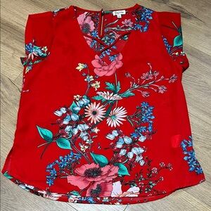 Lily White Red Floral Blouse
